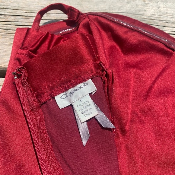 Dynamite Red Strapless Satin Party Dress - Size Small - Size 5 - Picture 4 of 6